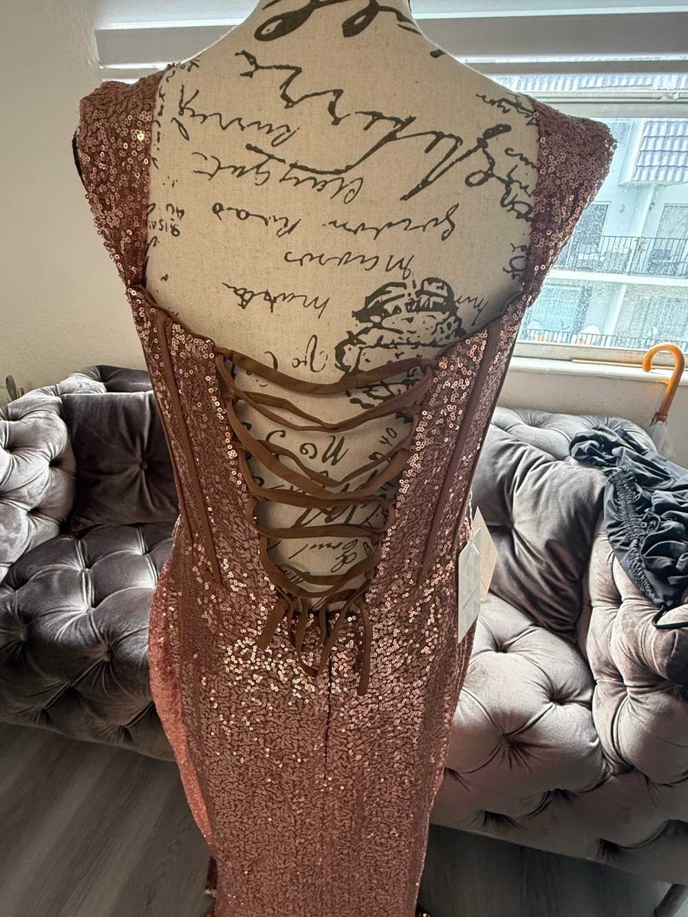 Witness of Love Rose Gold Sequin Formal Gown – Size Large (Fits US 10-12) - Picture 11 of 12